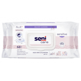 Seni Care Sensitive Aloe Vera a Allantosin pH 5,5 intímne vlhčené obrúsky pre dospelých i deti 30 x 20 cm, 68 kusov