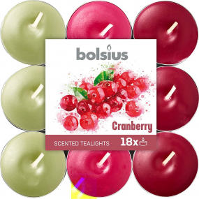 Bolsius Aromatic Cranberry - Brusnica vonné čajové sviečky 18 kusov, doba horenia 4 hodiny