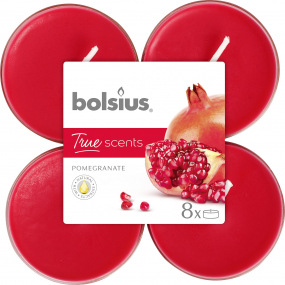 Bolsius True Scents Pomegranate - Granátové jablko maxi vonné čajové sviečky 8 kusov, doba horenia 8 hodín