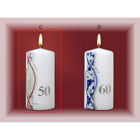 Lima Jubilejná sviečka 50 rokov strieborný prúžok so strieborným dekorom valec 70 x 150 mm 1 kus