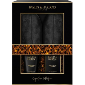Baylis & Harding Men Sprchový gél s čiernym korením a ženšenom 140 ml + mydlo 100 g + papuče, kozmetická sada pre mužov
