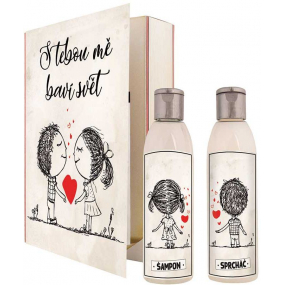 Bohemia Gifts S tebou ma baví svet sprchový gél 200 ml + šampón na vlasy 200 ml, kniha kozmetická sada