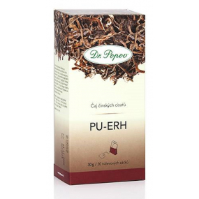 Dr. Popov Pu-Erh polofermentovaný čaj s nízkym obsahom kofeínu na kontrolu hmotnosti a duševnú pohodu 20 x 1,5 g