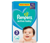 Pampers Active Baby veľkosť 3, 6-10 kg plienkové nohavičky 66 ks