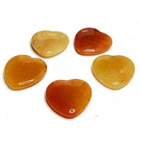 Avanturín oranžový Hmatka, liečivý drahokam v tvare srdca prírodný kameň 3 cm 1 kus, kameň šťastia a prosperity