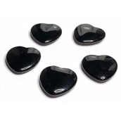 Obsidián čierny Hmatka, liečivý drahokam v tvare srdca prírodný kameň 3 cm 1 kus, kameň spásy