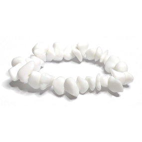 Achátový náramok biely elastický prírodný sekaný kameň, 19 cm, poskytuje pokoj a mier