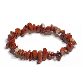 Jaspis červený náramok elastický sekaný prírodný kameň 19 cm, plná starostlivosť o kameň