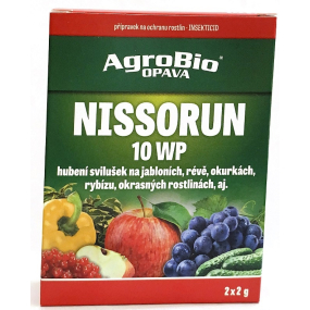 AgroBio Nissorun 10WP insekticíd na reguláciu cvrčkov v jadrovinách, jahodníkoch, okrasných rastlinách alebo zelenine 2 x 2 g