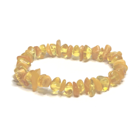 Jantár baltický med / zlatý náramok elastický sekaný prírodný, 16 - 17 cm, stvrdnuté slnečné svetlo