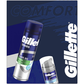 Gillette Soothing Sensitive gél na holenie s aloe vera 200 ml + Hydrate & Soothes voda po holení 50 ml, kozmetická sada pre mužov