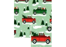 Nekupto Vianočný baliaci papier na darčeky 70 x 500 cm Zelené autá