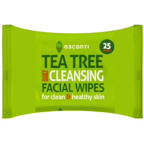 Escenti Tea Tree čistiace obrúsky na tvár 25 kusov
