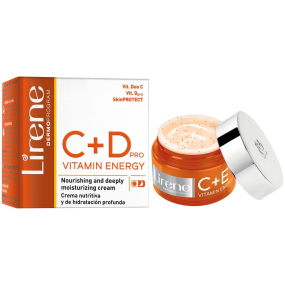 Lirene C+D Vitamin Energy hĺbkovo hydratačný a výživný krém pre všetky typy pleti 50 ml