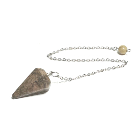 Rodonitové kyvadlo prírodný kameň 2,5 cm + 18 cm retiazka s korálkami, kameň odpustenia
