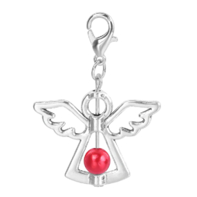 Anjel strážny prívesok s červenou perlou 29 x 37 mm 1 kus