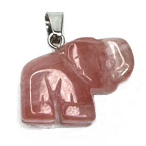 Krištáľovo ružový prívesok Slon prírodný kameň, ručne brúsená figúrka 1,8 x 2,5 x 8 mm, kamenné kamene