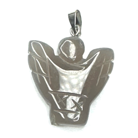 Achát sivý Anjel, prívesok anjelské krídla prírodný kameň ručne brúsený 25 x 21 x 5 mm