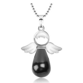 Onyx čierny anjel prívesok prírodný kameň 4,2 x 3 cm, kameň životnej sily