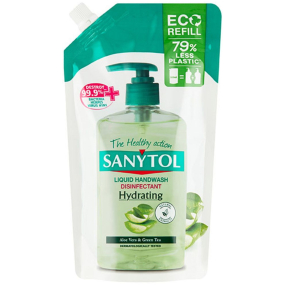 Sanytol Dezinfekčné hydratačné mydlo na ruky so zeleným čajom a aloe vera 500 ml náplň