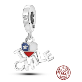 Striebro 925 I Love Chile - Milujem Čile, cestovný náramok 2v1