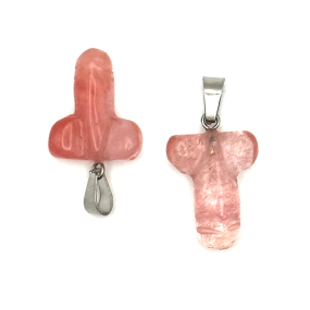 Krištáľový ružový penis pre šťastie, prívesok ručne brúsený cca 11 x 22 mm, kameň