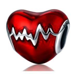 Prívesok Striebro 925 Heartbeat červená glazúra korálek na náramku láska