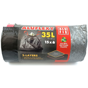 Alufix Aluflexy Sťahovacie vrecia na odpad čierne 35 litrov 53 x 60 cm 15 kusov