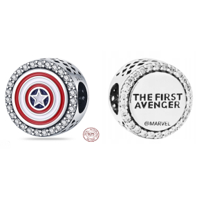Striebro 925 Marvel The Avengers, Captain America shield charm, korálek náramok film