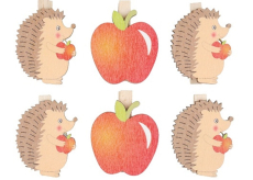 Ježkovia a jablká na drevenom kolíku 4 cm 6 kusov
