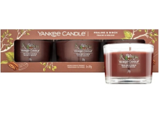 Yankee Candle Praline & Birch - Vonná sviečka v tvare vóty s vôňou praliniek a brezy v skle 3 x 37 g, darčeková sada