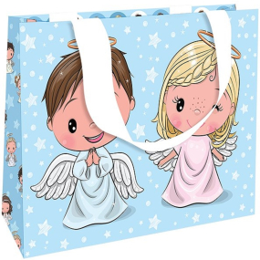 Nekupto Darčeková papierová taška s reliéfom 23 x 18 cm Vianoční anjeli