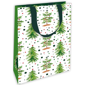 Nekupto Darčeková papierová taška s reliéfom 17,5 x 11 x 8 cm Vianočné stromčeky