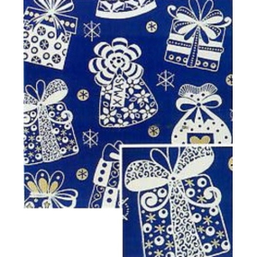 Nekupto Vianočný baliaci papier na darčeky 70 x 200 cm Modrý, biele darčeky