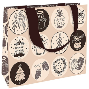 Nekupto Darčeková papierová taška s reliéfom 23 x 18 cm Vianočné symboly
