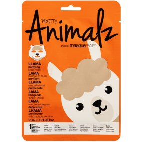 MasqueBar Pretty Animalz Lama Textilná vyživujúca pleťová maska 21 ml