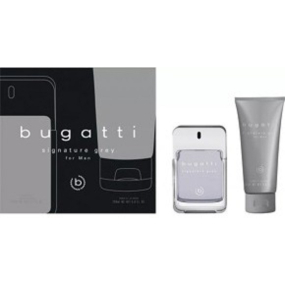 Bugatti Signature Grey toaletná voda 100 ml + sprchový gél 200 ml, darčeková súprava pre mužov