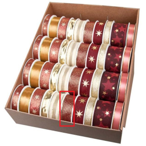 Ditipo Vianočná textilná stuha s drôtom Tmavo červená, zlaté nite 3 m x 25 mm