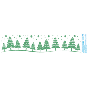 Arch Vianočná samolepka, okenná fólia bez lepidla Zelené stromčeky s glitrami 50 x 12 cm