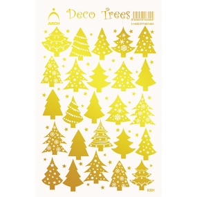 Arch Holografické dekoratívne nálepky Stromy zlaté 12 x 18 cm