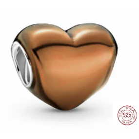 Prívesok Striebro 925 Metalické hnedé srdce, korálik na náramok, láska
