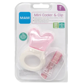 Mam Mini Cooler & Clip ľahké hryzátko s chladiacou časťou a popruhom pre deti od 2 mesiacov Ružová