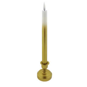 LED sviečka dlhá na podstavci bielo - zlatá 25,5 cm