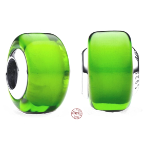 Prívesok Striebro 925 Zelený korálik z muránskeho skla na náramku symbol