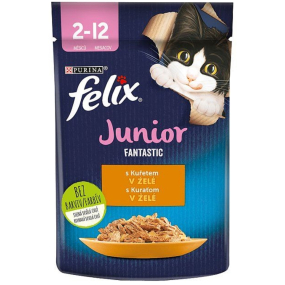 Felix Fantastic Junior kapsička kuracie v želé, kompletné krmivo pre mačiatka do 1 roka 85 g