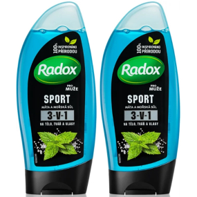 Radox Men Sporty Watermint & Sea Minerals 3v1 sprchový gél a šampón pre mužov 2 x 250 ml, duopack