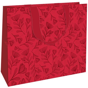Nekupto Darčeková papierová taška s reliéfom 30 x 23 x 12 cm Červené kvety