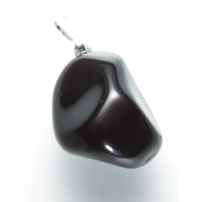 Obsidián čierny Trommel prívesok prírodný kameň M, cca 3 cm, záchranný kameň