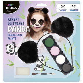 Kidea Panda farby na tvár + špongia + štetec + čelenka, kreatívna sada