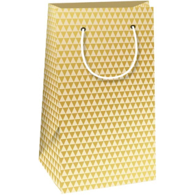 Ditipo Papierová darčeková taška QK 20 x 12 x 8 cm Zlaté a béžové trojuholníky